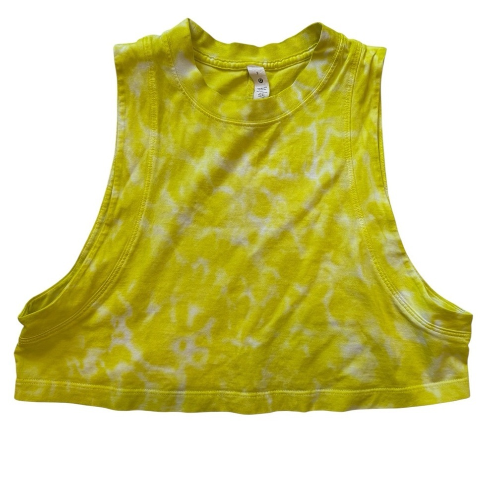 Lululemon Neon Yellow Tie-Dye Cropped Tank Top